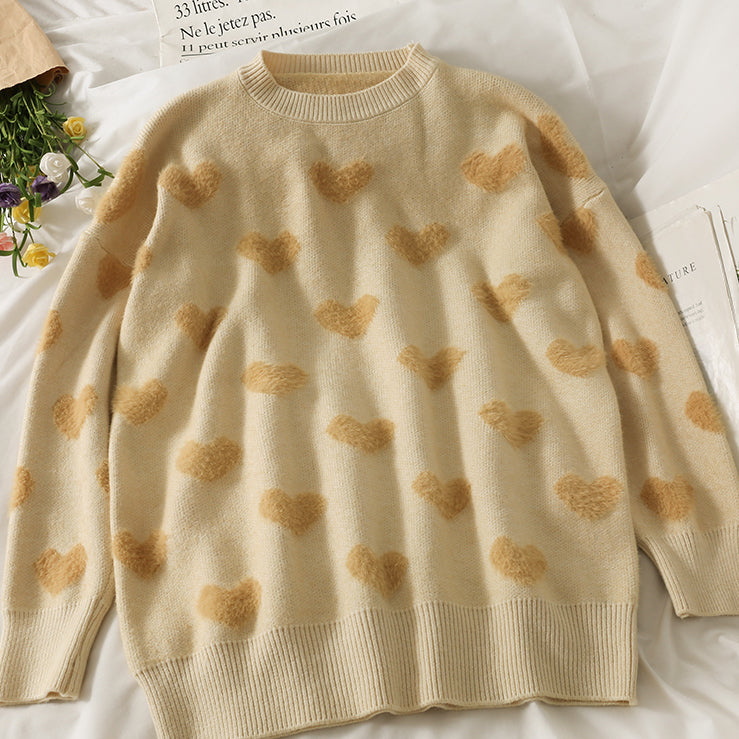 Fuzzy Hearts Sweater (4 Colors)