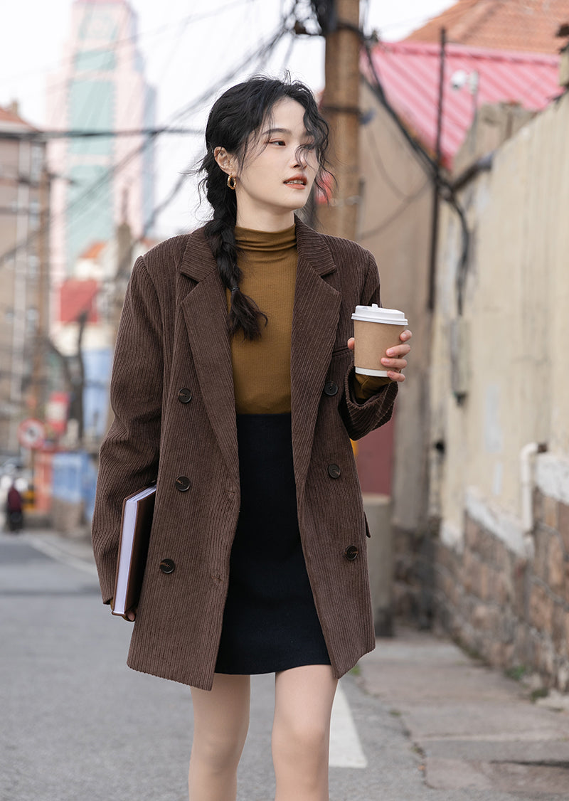 Corduroy Double Breasted Blazer Jacket (7 Colors)