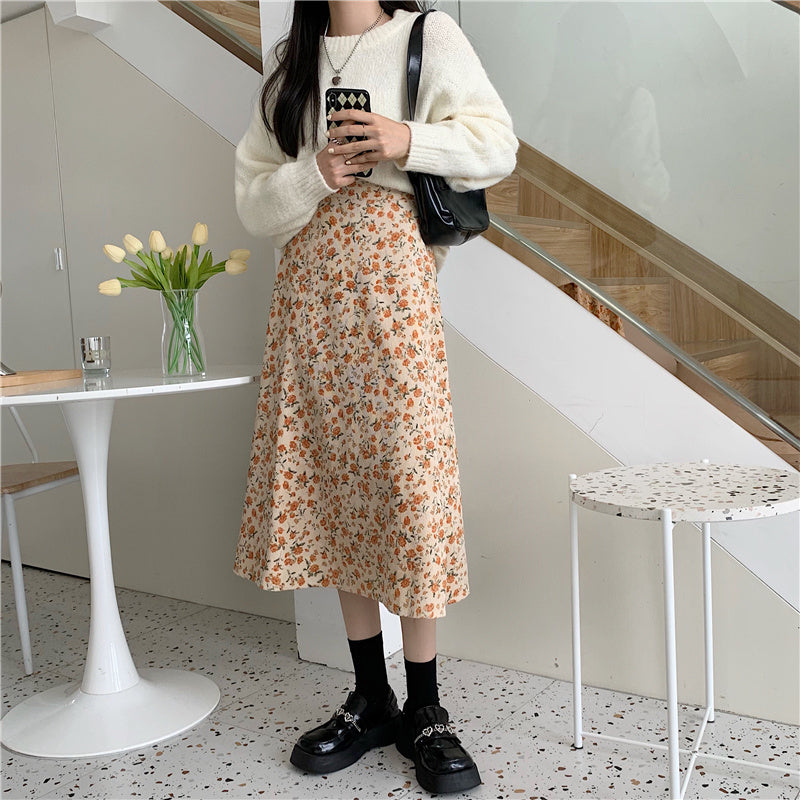 Fall Florals Midi Skirt (3 Colors)
