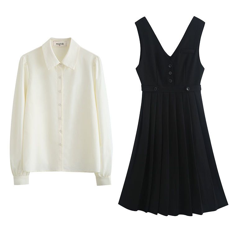 Journalist Midi Pinafore Set (2 Colors)