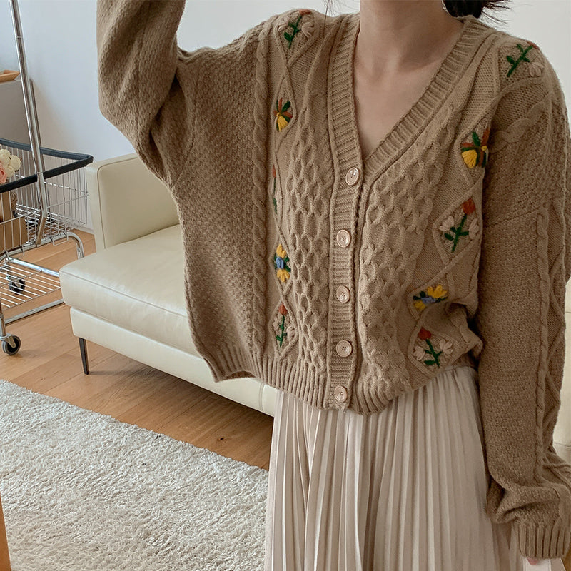 Fall Florals Embroidered Cardigan (3 Colors)