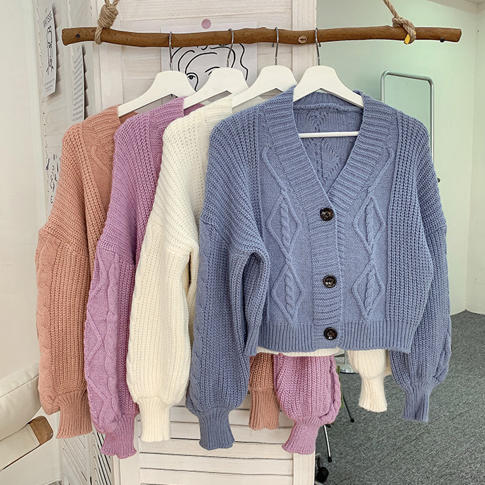 Cropped Cable Knit Cardigan (6 Colors)