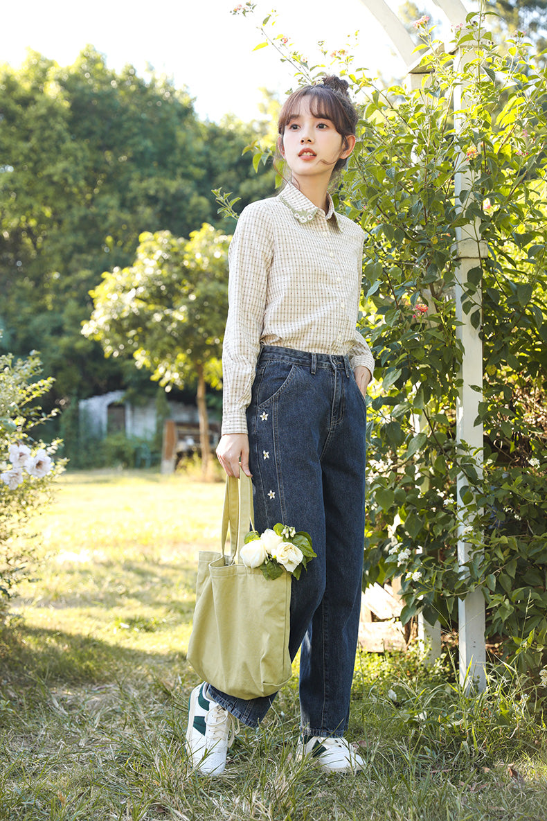 Jasmine Floral Embroidered Jeans (Dark Denim)