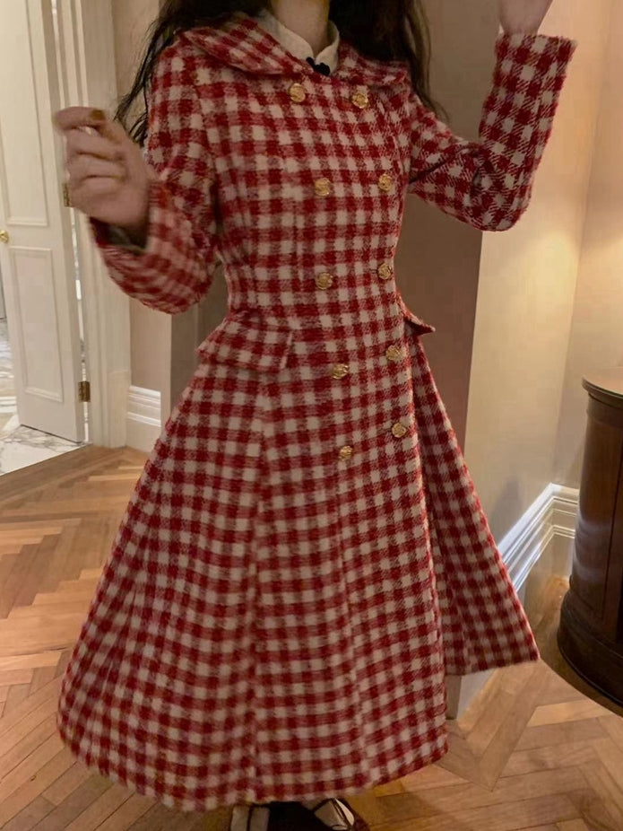 Candy Cane Gingham Dress Coat (Red/White)
