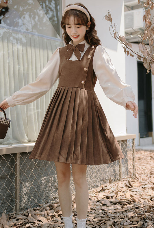 Varsity Pleated Twofer Dress (2 Colors)