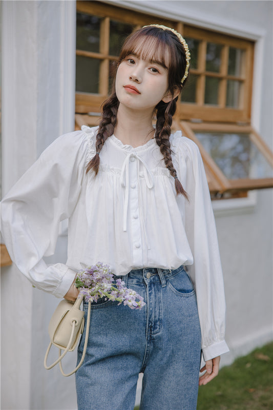 Essential Ruffle Trim Blouse (2 Colors)