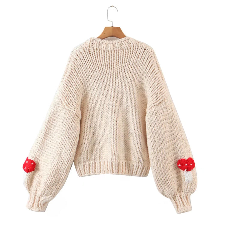Chunky Mushroom Cropped Cardigan (2 Colors)