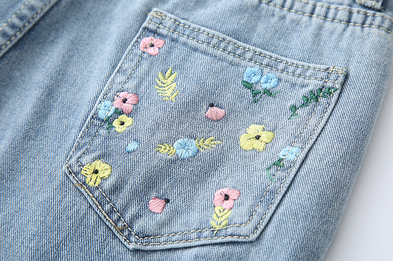 Peek-A-Boo Embroidered Jeans (Light Denim)