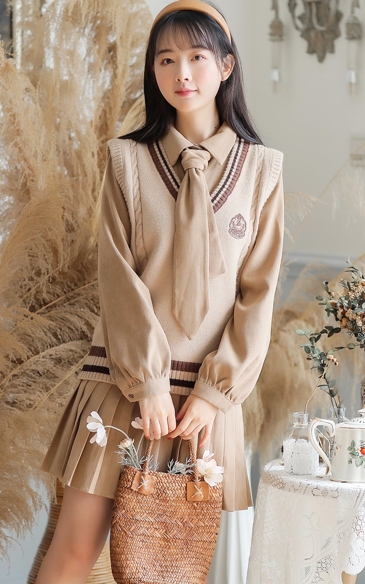 Prep School Vest & Dress Set (3 Colors)