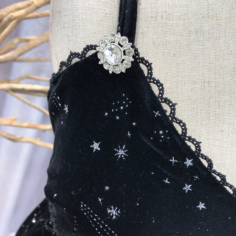 Starry Velvet Cami Midi Dress (Black)