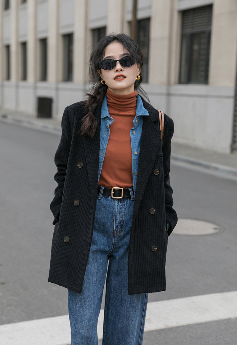 Corduroy Double Breasted Blazer Jacket (7 Colors)