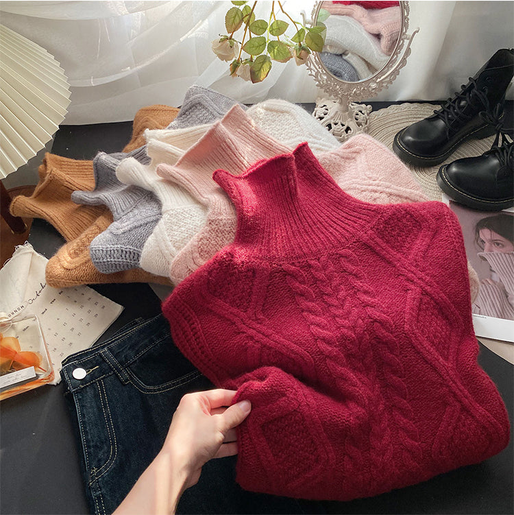 Cable Knit Turtleneck Sweater (5 Colors)