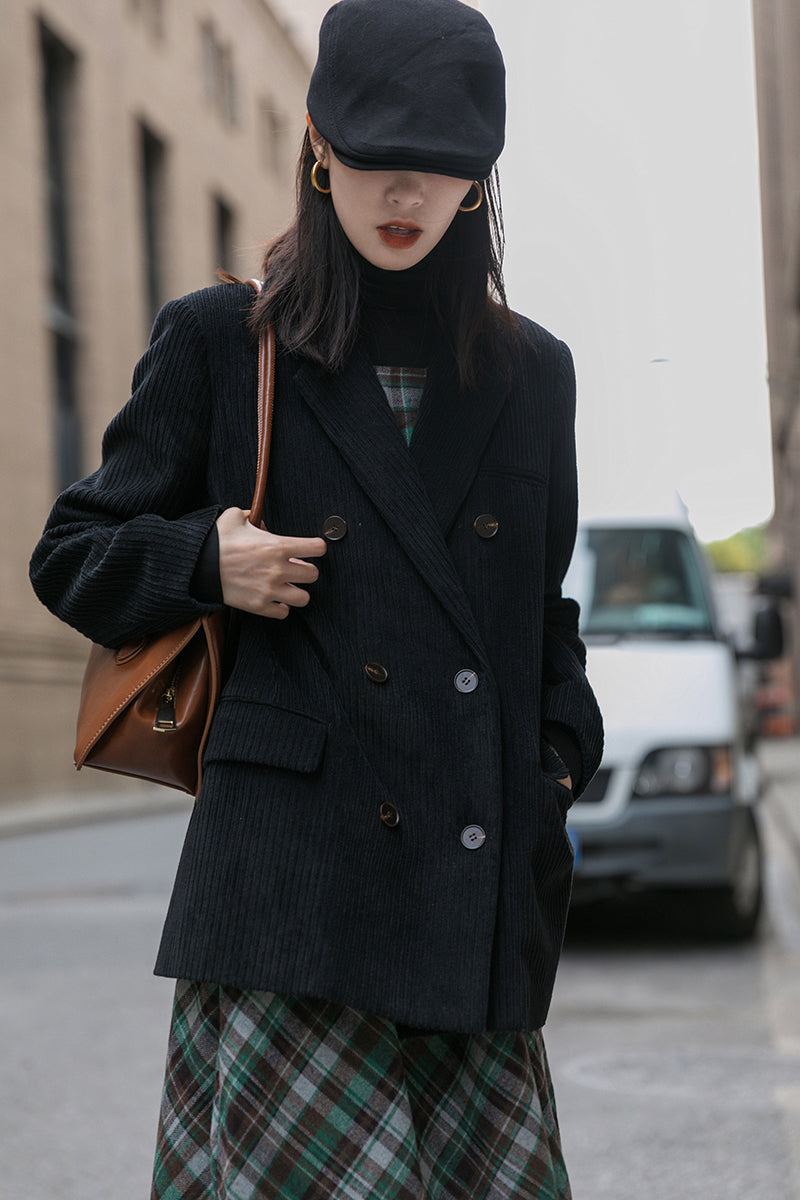Corduroy Double Breasted Blazer Jacket (7 Colors)