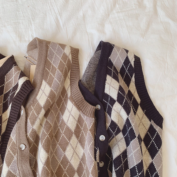 Autumn Argyle Plaid Vest (3 Colors)