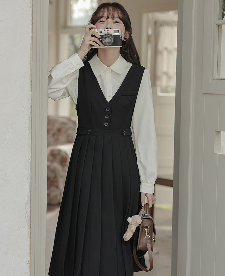 Journalist Midi Pinafore Set (2 Colors)