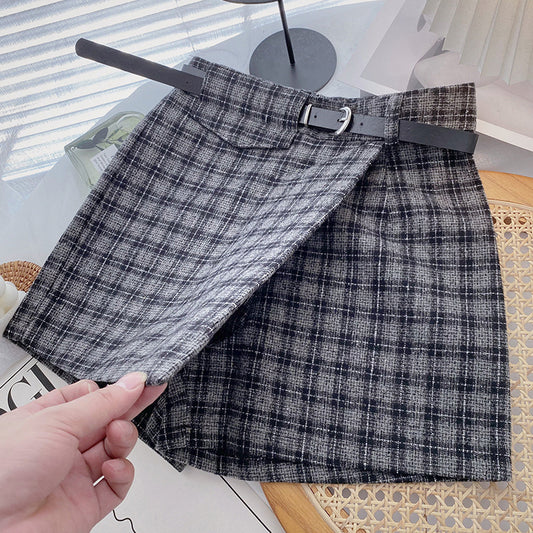 Asymmetrical Tweed Plaid Shorts (4 Colors)