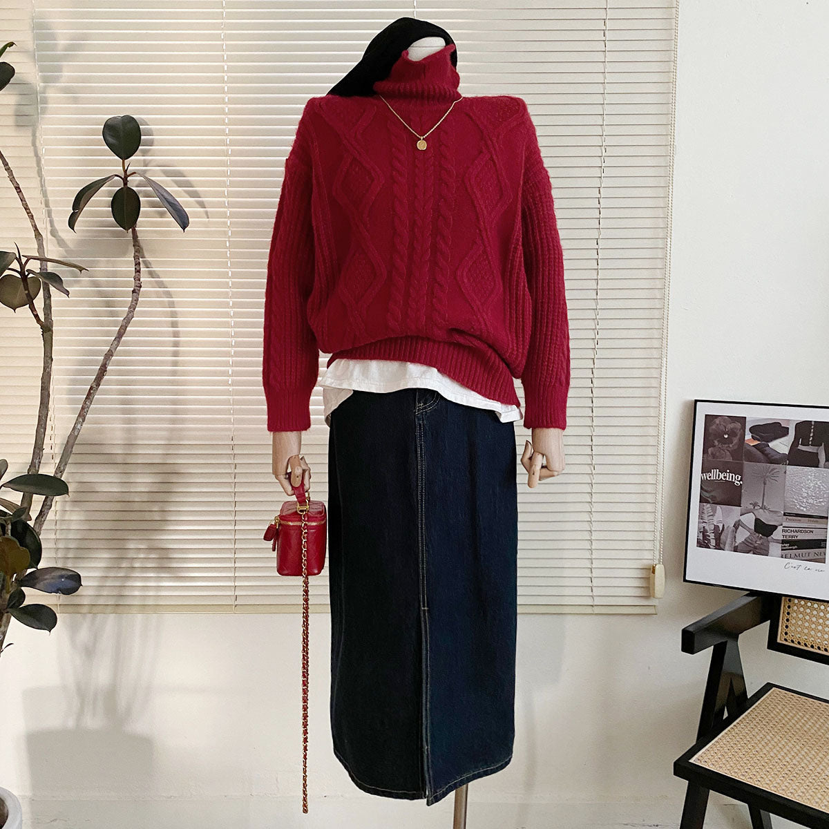 Cable Knit Turtleneck Sweater (5 Colors)