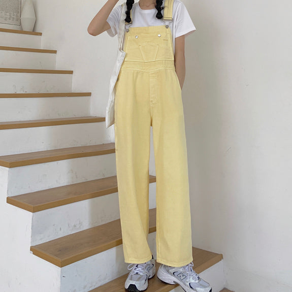 Spring Denim Overalls (Pastel Yellow)