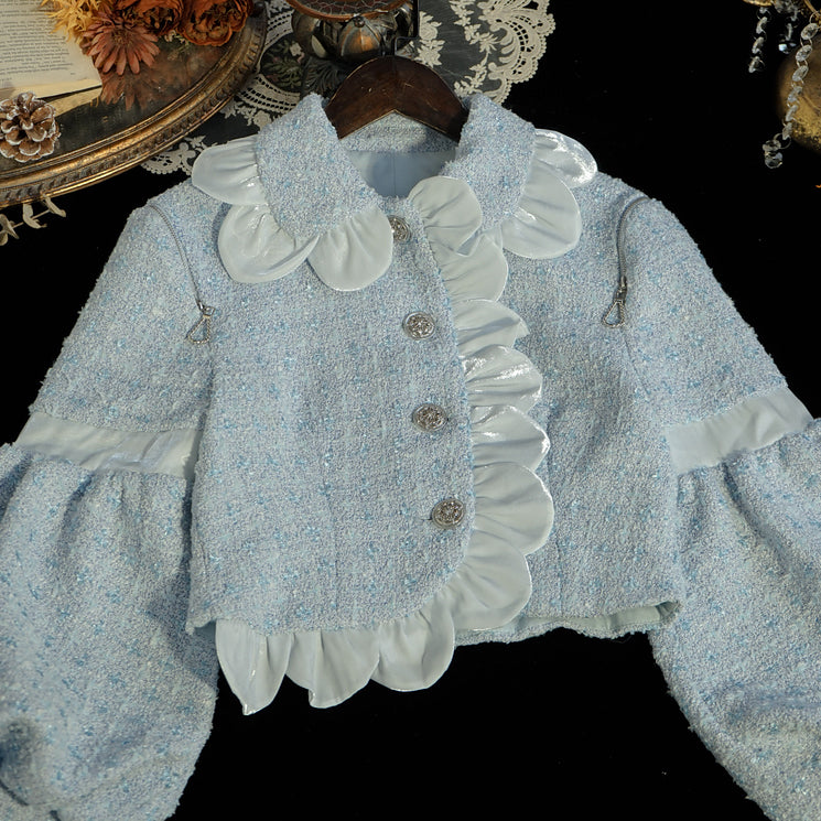 Scallop Tweed Jacket / Skirt (Blue)