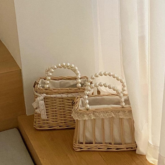 Boxy Straw & Pearl Bag (2 Styles)