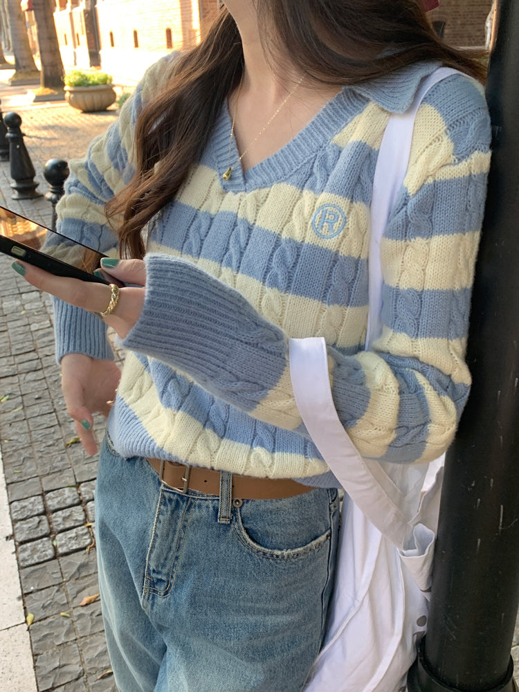 Cable Knit Polo Sweater (6 Colors)