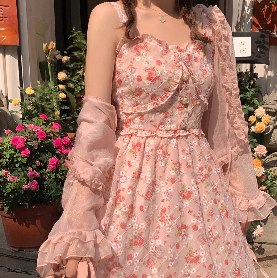 pink tea dress Tea Cup Floral Cami Dress (Pink) – Megoosta Fashion