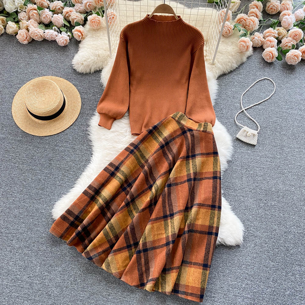 Pumpkin Spice Sweater & Skirt Set (Orange)