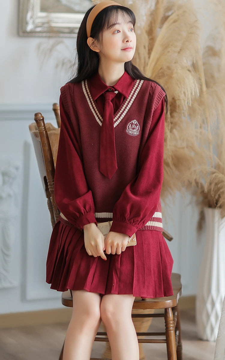 Prep School Vest & Dress Set (3 Colors)