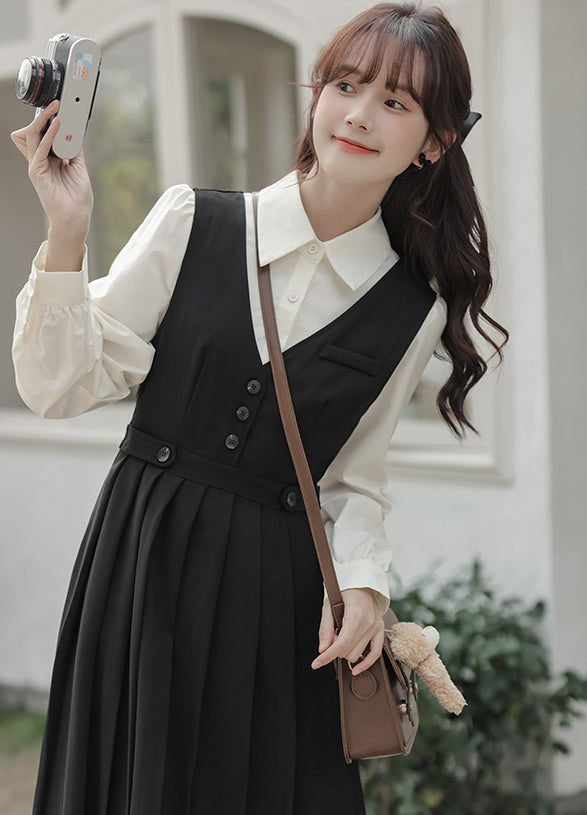 Journalist Midi Pinafore Set (2 Colors)