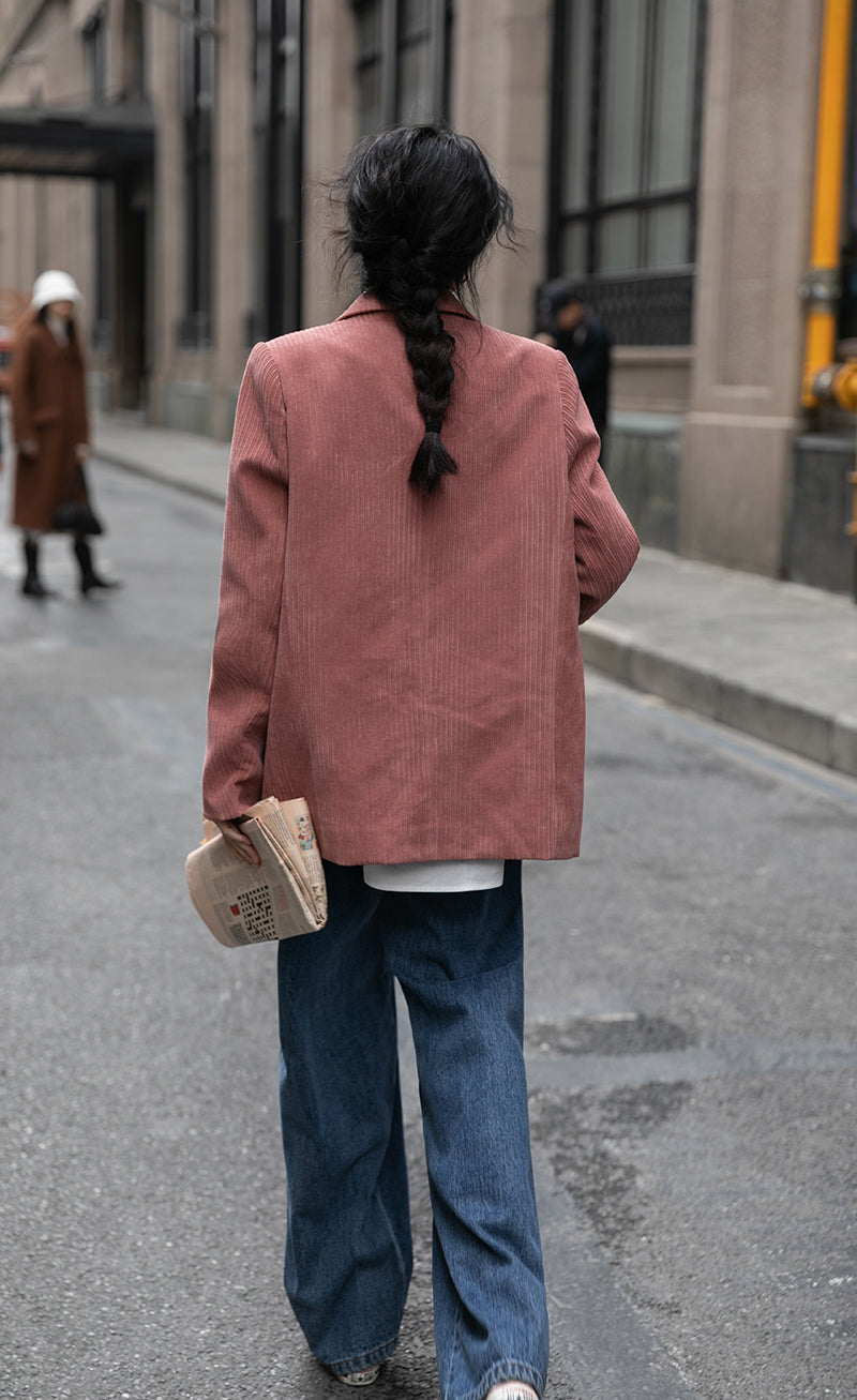 Corduroy Double Breasted Blazer Jacket (7 Colors)