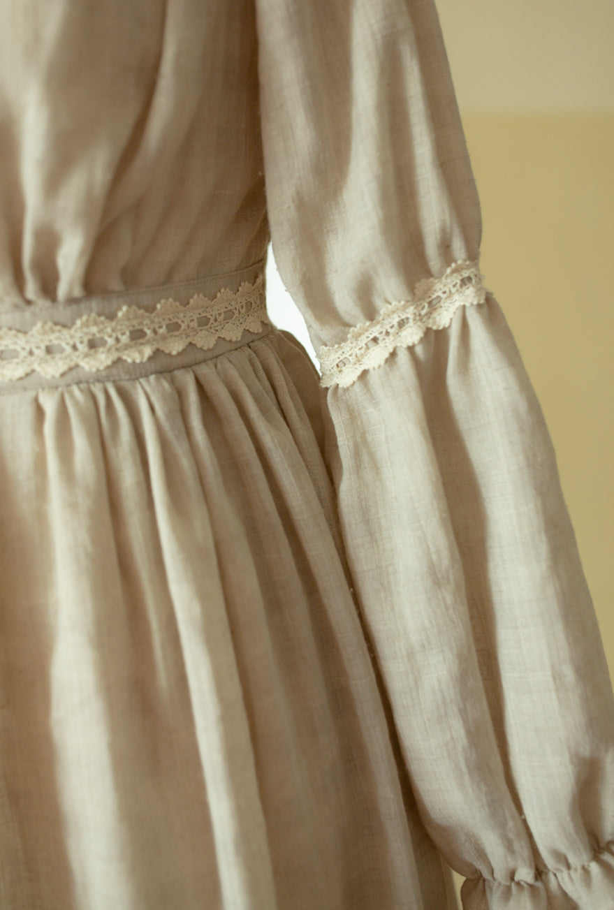 Country Corset Midi Dress (Beige/Olive)