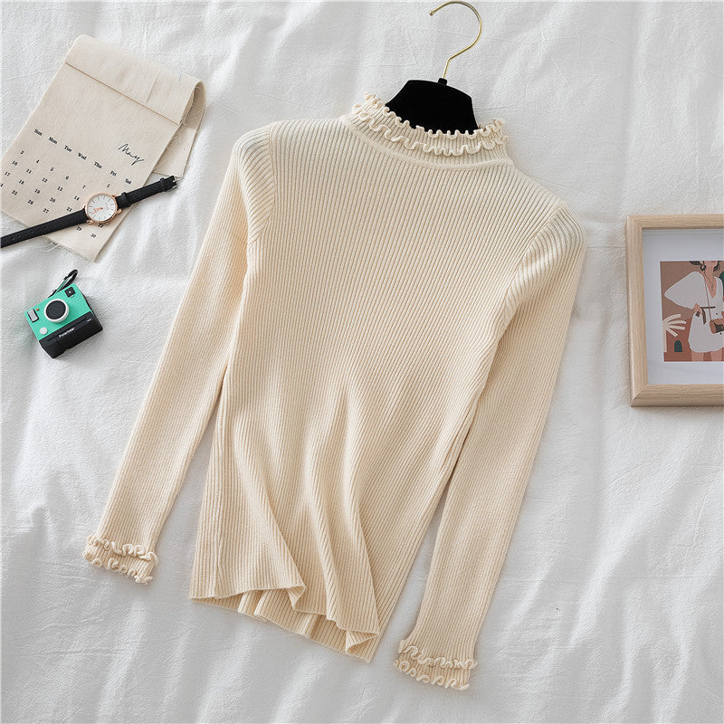 Basic Frilly Mock Neck Sweater (17 Colors)