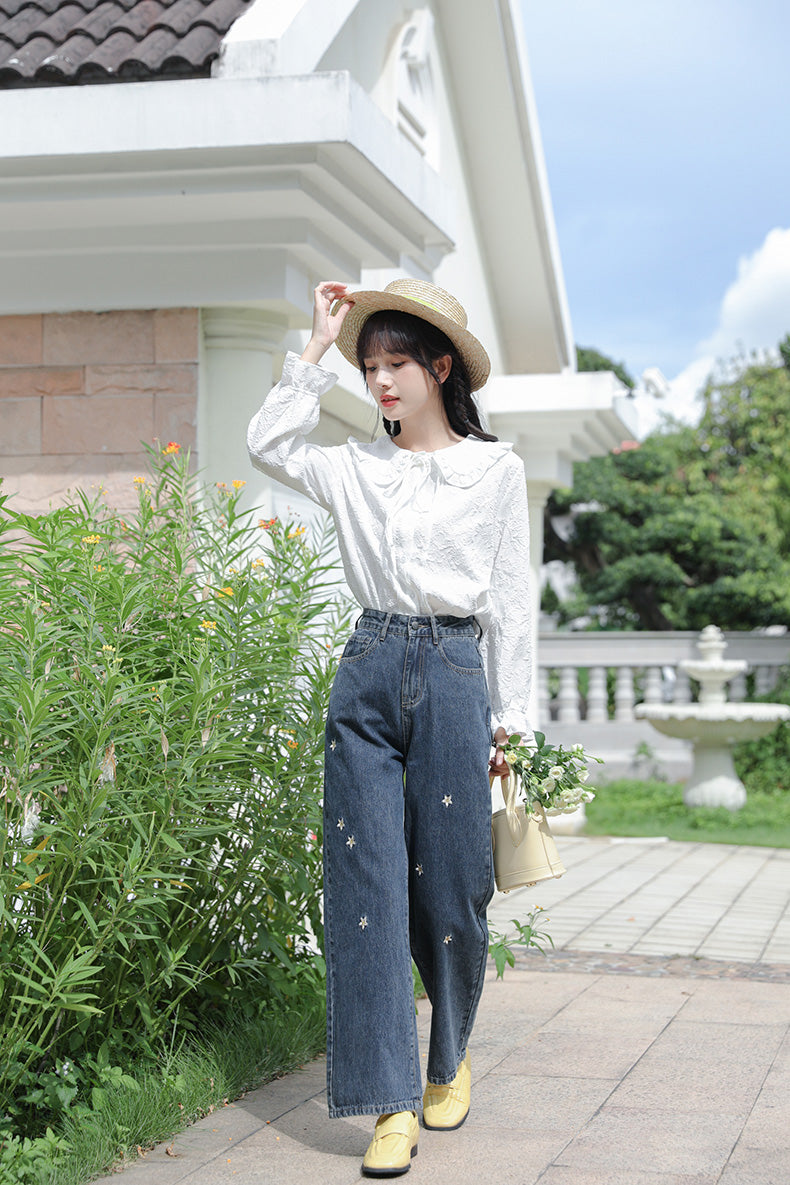 Raining Daisies Embroidered Jeans (Dark Denim)