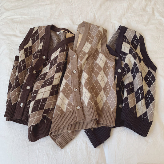 Autumn Argyle Plaid Vest (3 Colors)