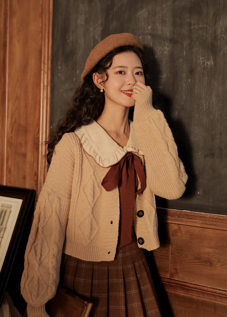 Cropped Cable Knit Cardigan (6 Colors)
