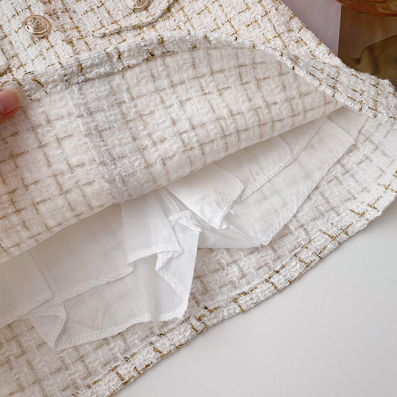 Button Tweed Mini Skirt (2 Colors)