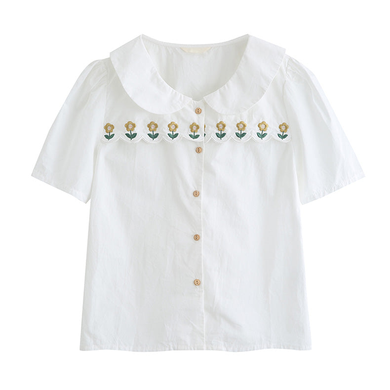 Daisy Chain Scalloped Blouse (White)