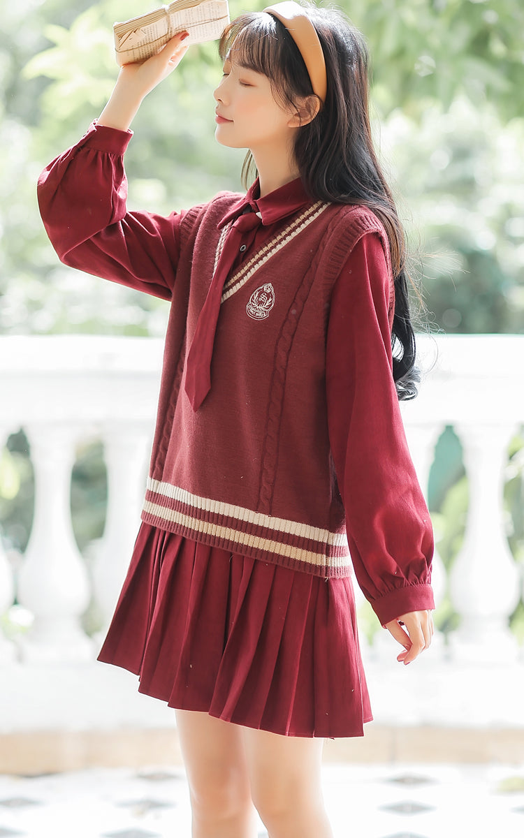 Prep School Vest & Dress Set (3 Colors)