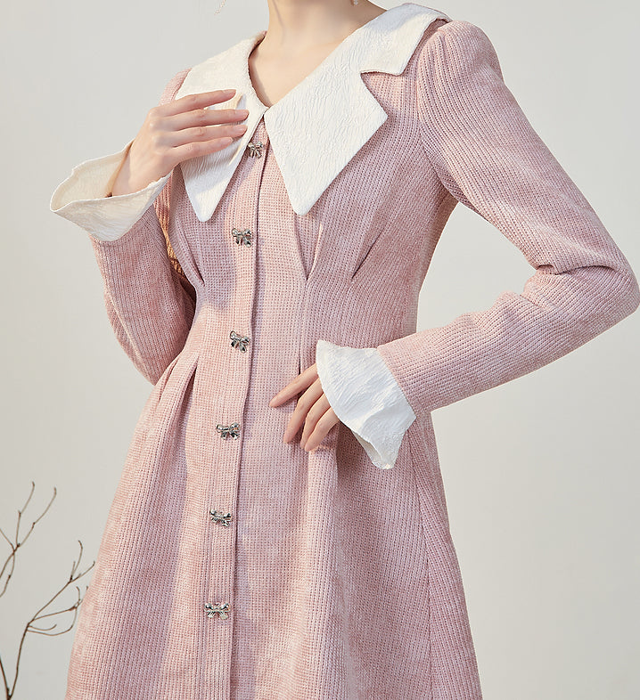 Sweet Bow Peter Pan Knit Dress (4 Colors)
