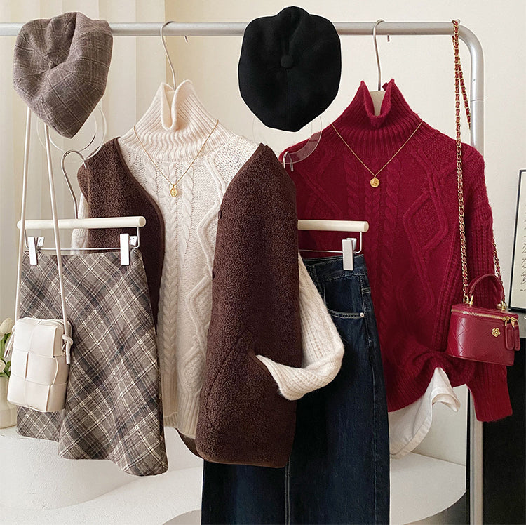 Cable Knit Turtleneck Sweater (5 Colors)
