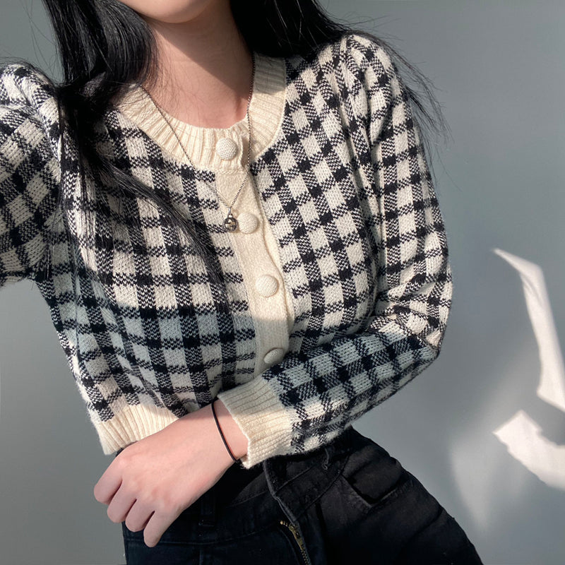 Cropped Gingham Cardigan (5 Colors)