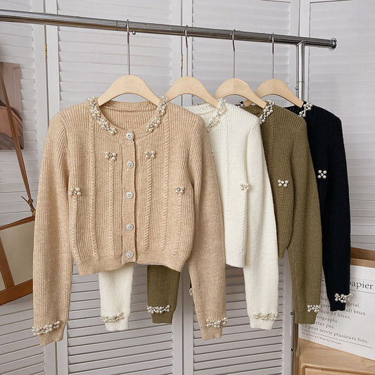 Cropped Pearl Cardigan