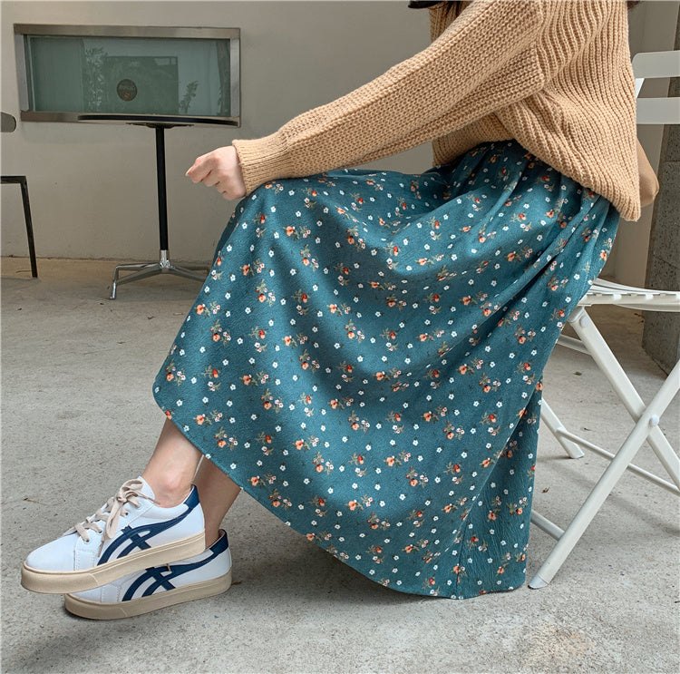 Raining Flowers Corduroy Midi Skirt (3 Colors)