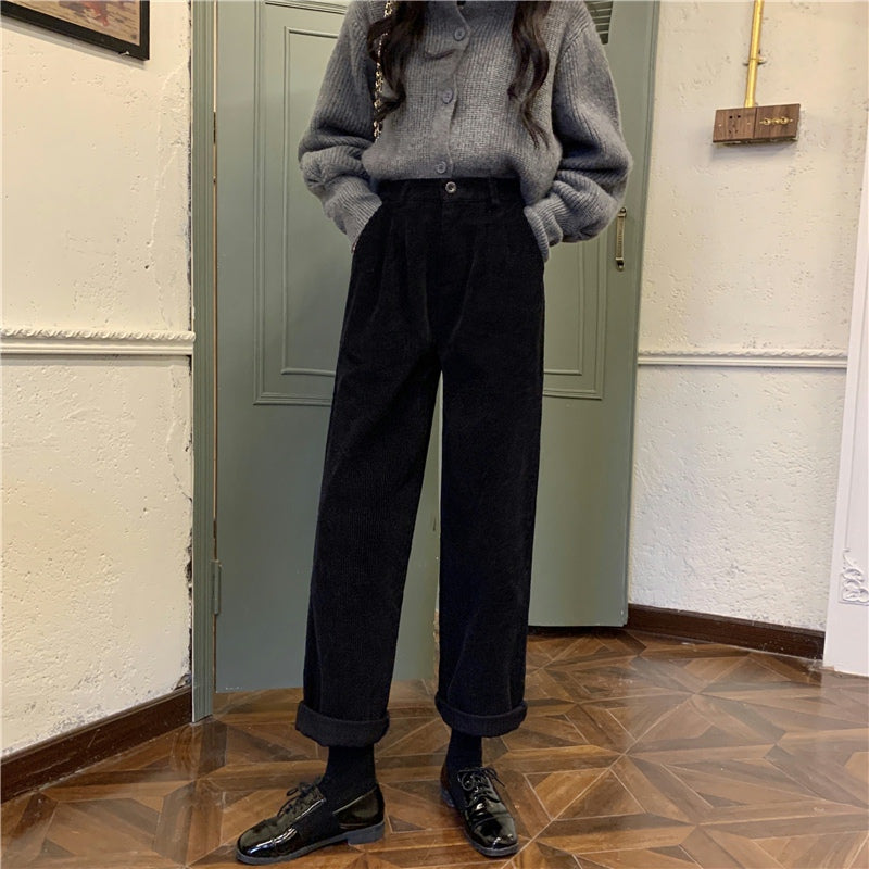 Pleated Corduroy Pants (4 Colors)