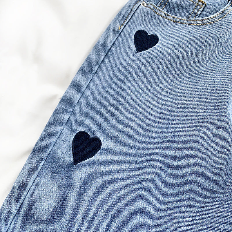 Embroidered Heart Jeans (2 Colors)