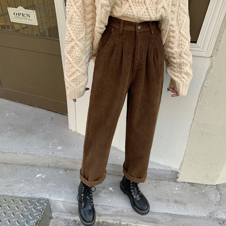 Pleated Corduroy Pants (4 Colors)