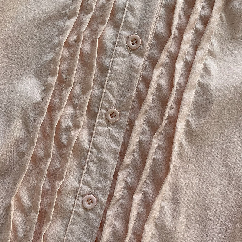 Pintuck Puff Sleeve Blouse (Pink)