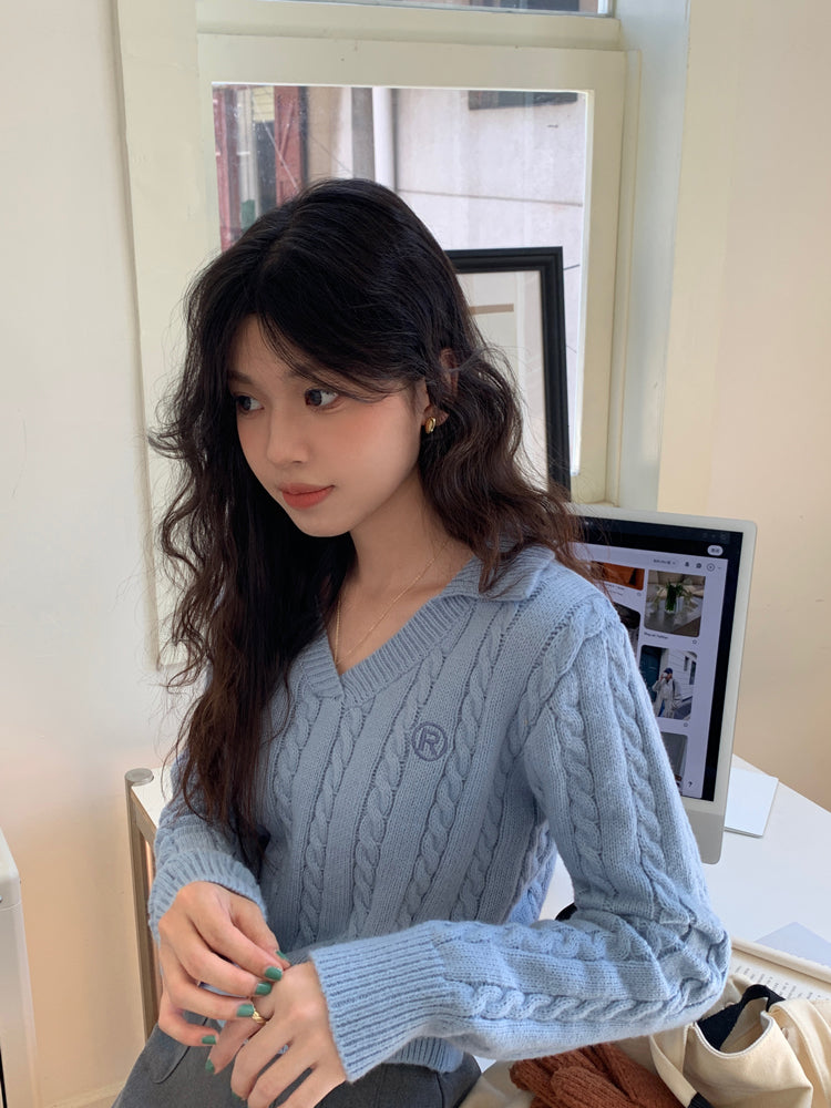 Cable Knit Polo Sweater (6 Colors)