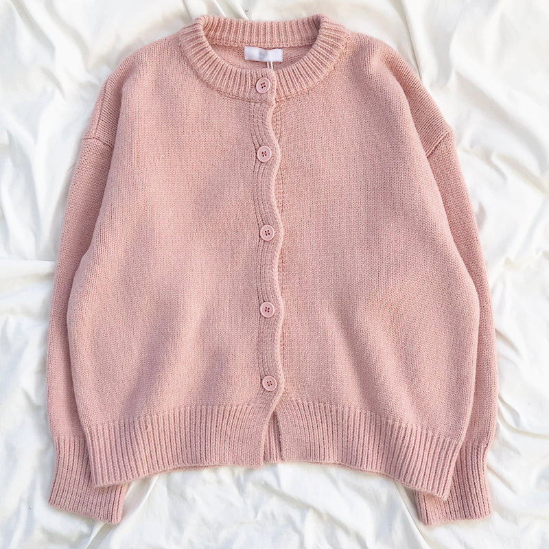 Pastel Round Neck Cardigan (4 Colors)