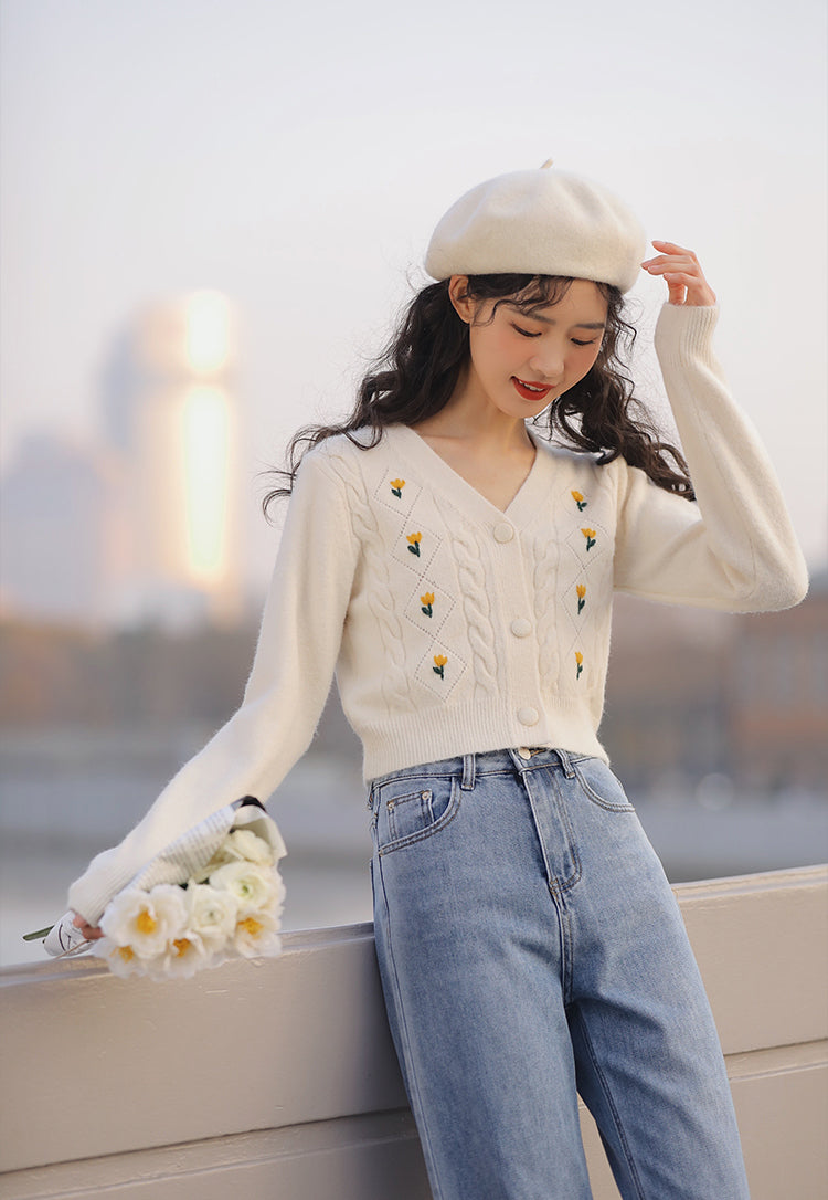 Little Tulip Cropped Cardigan (4 Colors)